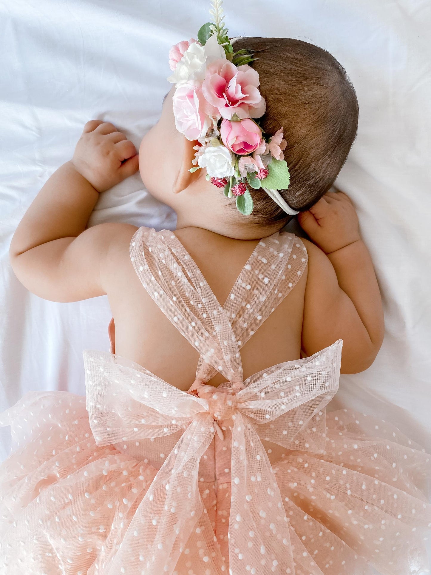 Wildflower Pink Rose Baby Girl Tulle Party Romper