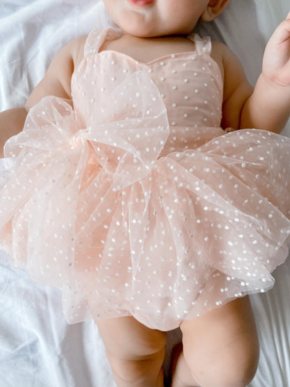 Wildflower Pink Rose Baby Girl Tulle Party Romper