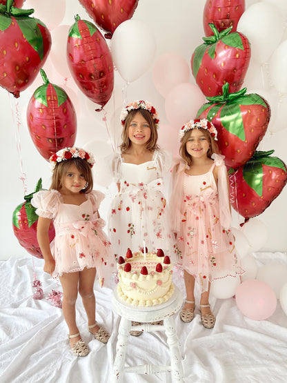 Strawberry Fields Pink Baby Girl Tulle Party Romper