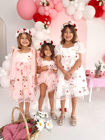 Strawberry Fields Pink Baby Girl Tulle Party Romper