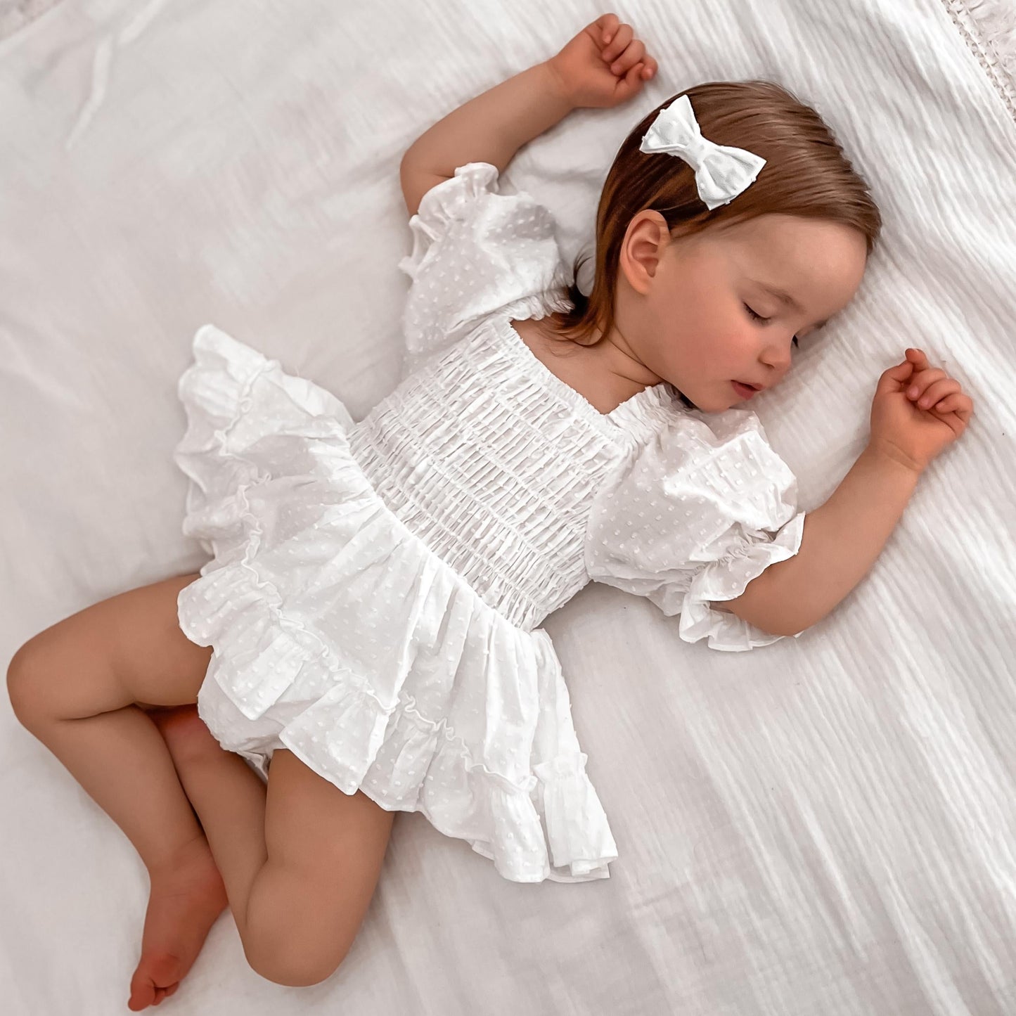 Lila White Baby Girl Cotton Romper