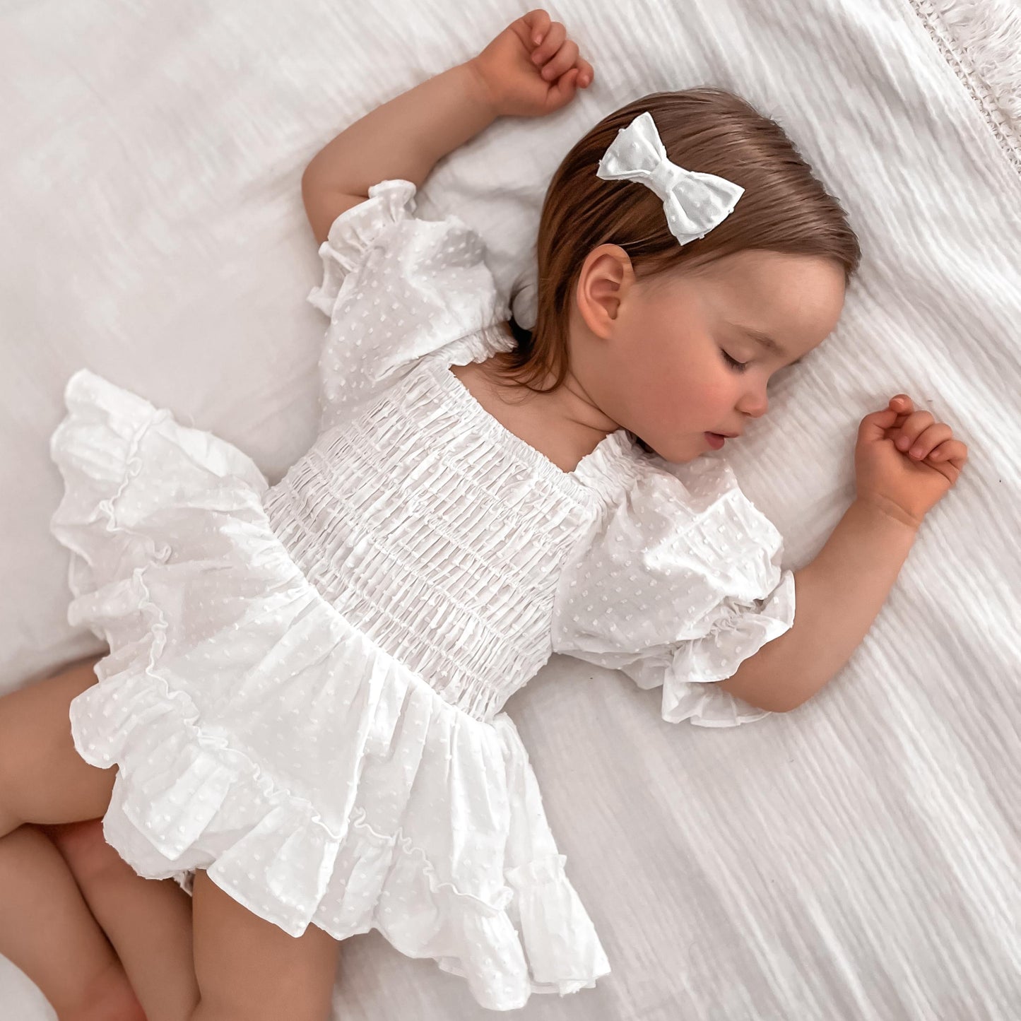 Lila White Baby Girl Cotton Romper