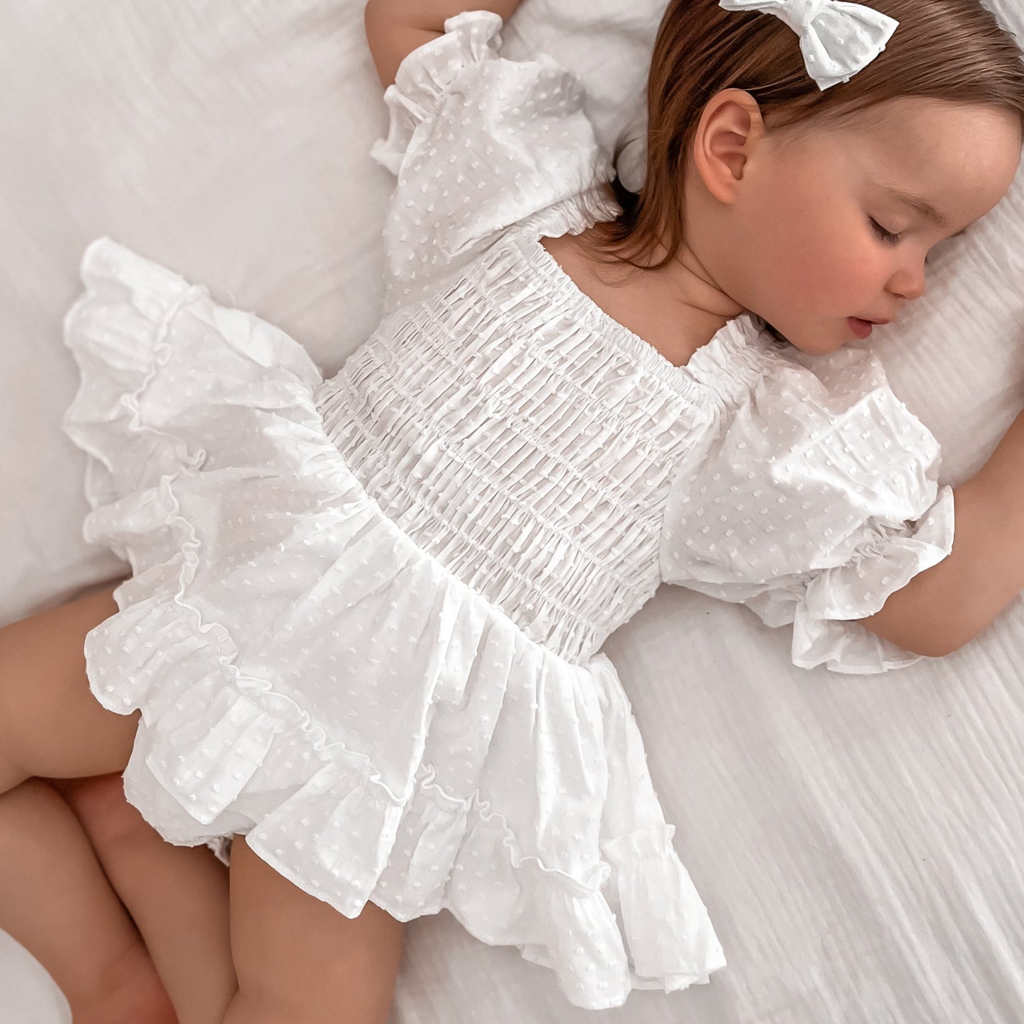 Lila White Baby Girl Cotton Romper