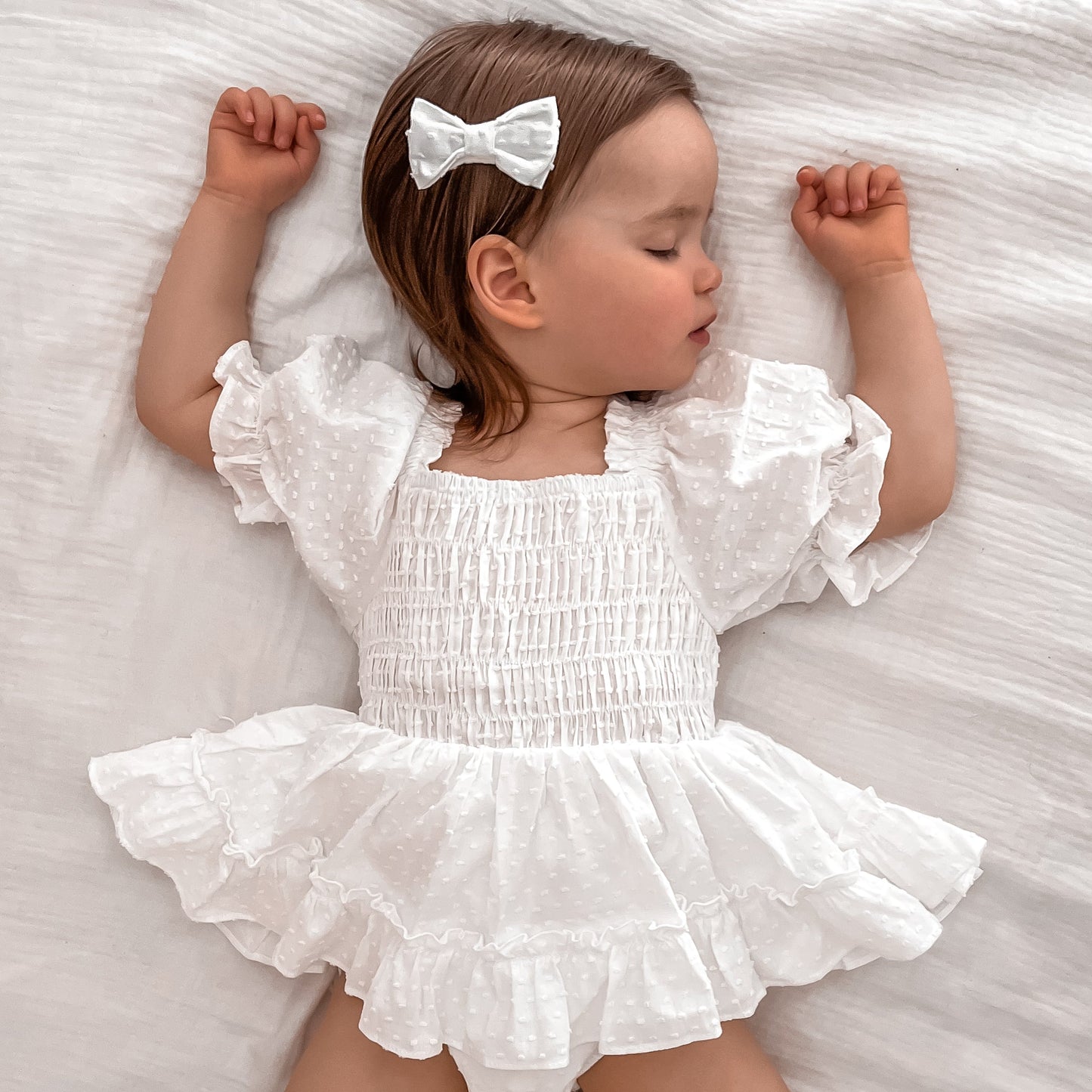 Lila White Baby Girl Cotton Romper