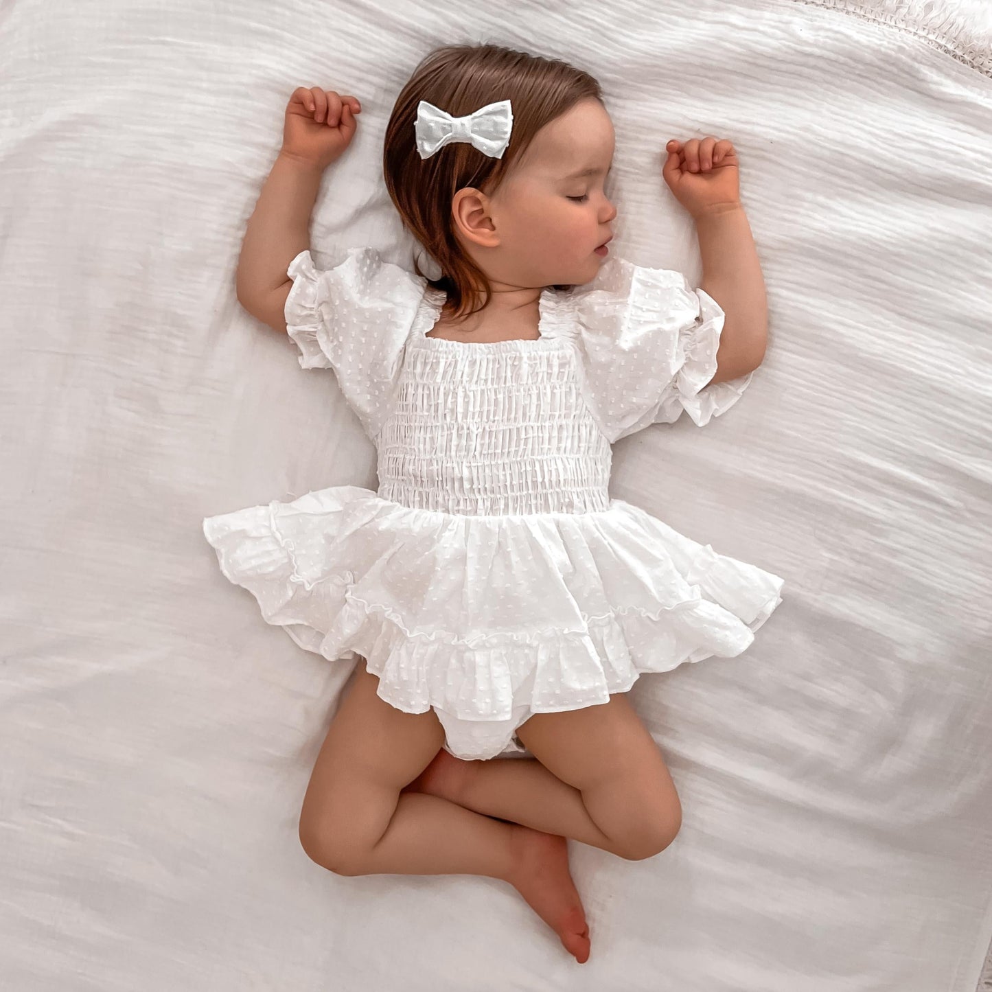 Lila White Baby Girl Cotton Romper