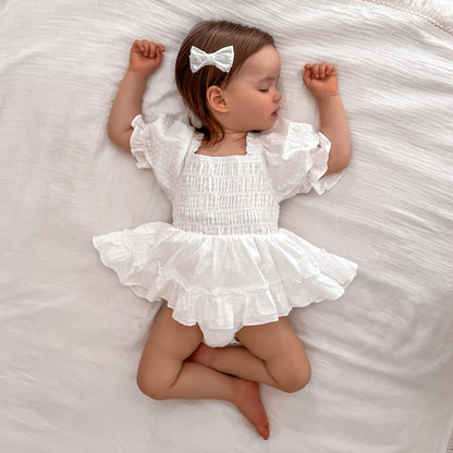 Lila White Baby Girl Cotton Romper