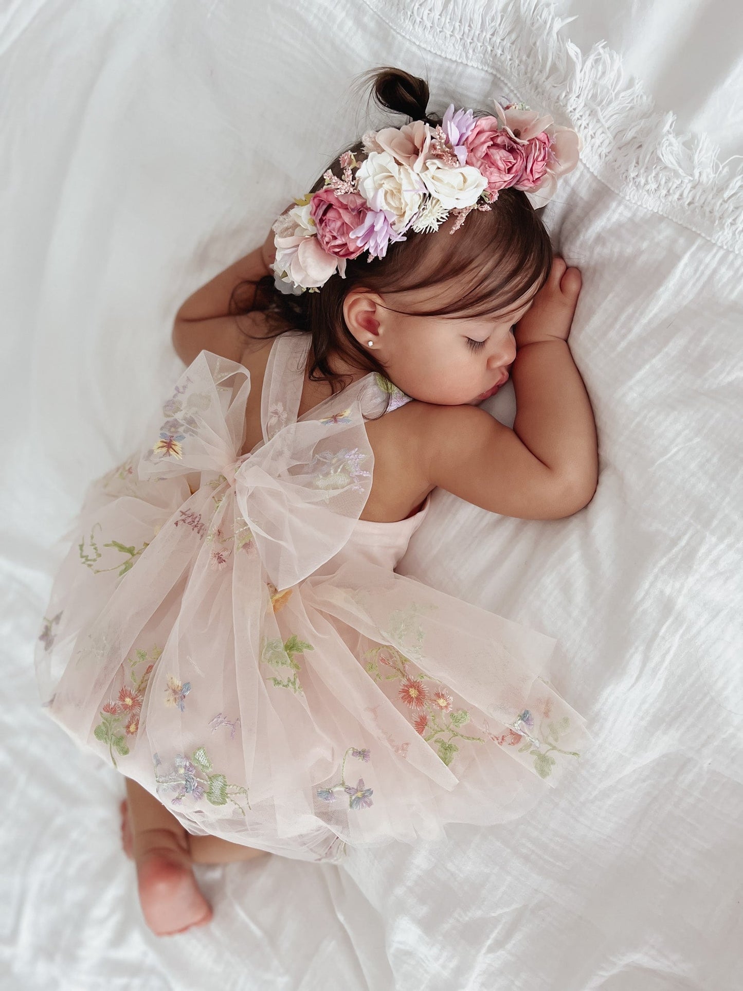 Sugar Plum Heavenly Pink Baby Girl Tulle Party Romper