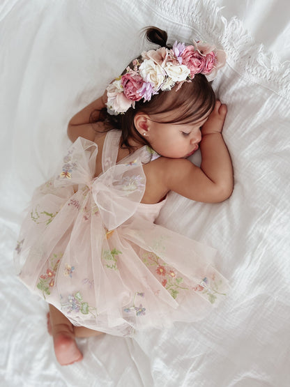 Sugar Plum Heavenly Pink Baby Girl Tulle Party Romper