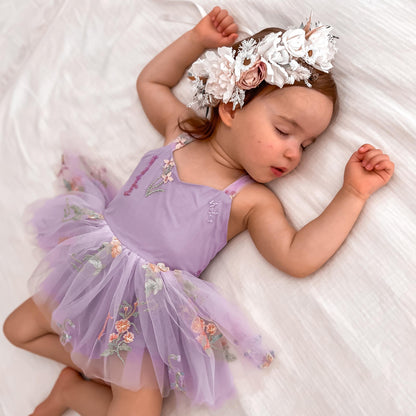 Sugar Plum Lavender Baby Girl Tulle Party Romper