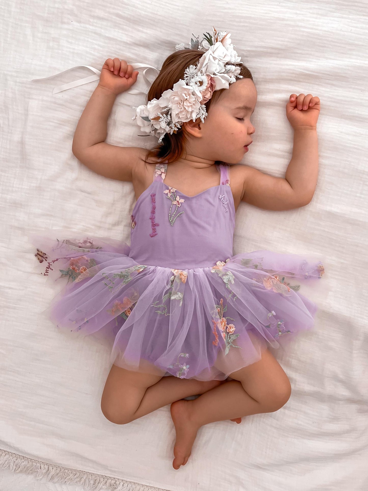 Sugar Plum Lavender Baby Girl Tulle Party Romper