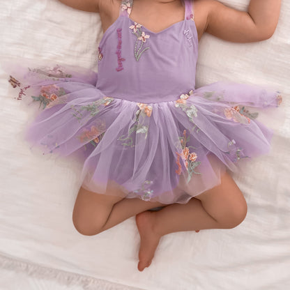 Sugar Plum Lavender Baby Girl Tulle Party Romper