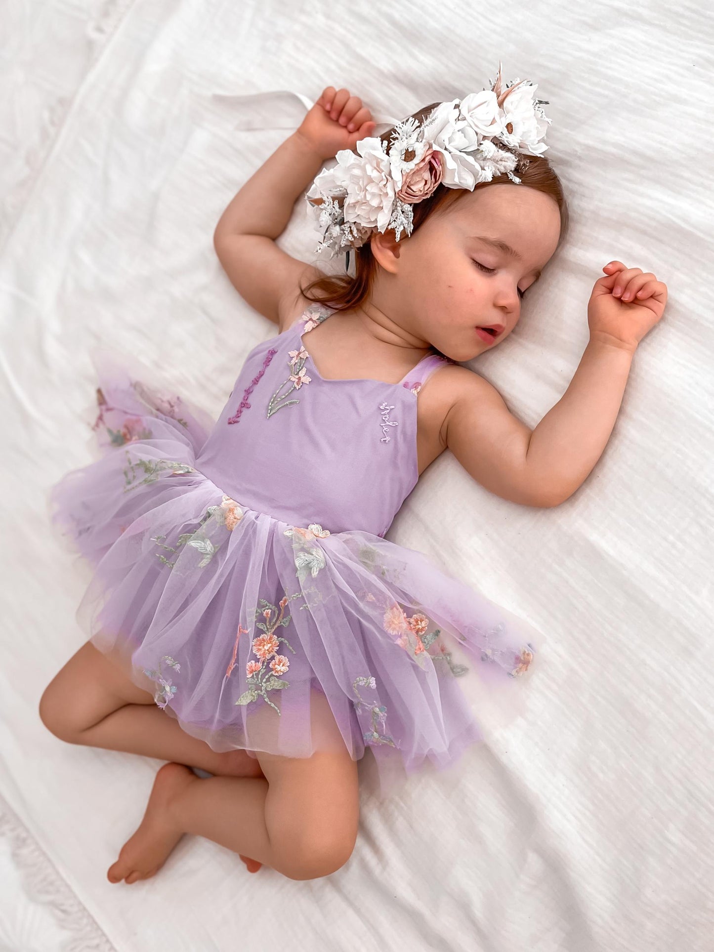 Sugar Plum Lavender Baby Girl Tulle Party Romper