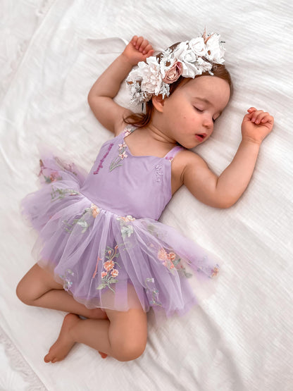 Sugar Plum Lavender Baby Girl Tulle Party Romper