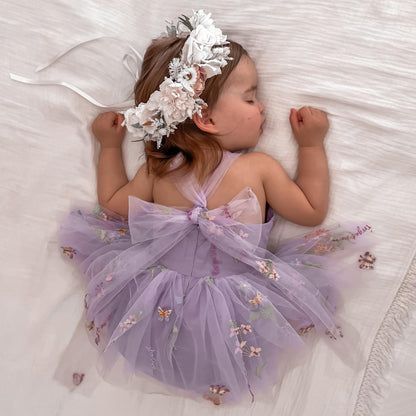 Sugar Plum Lavender Baby Girl Tulle Party Romper