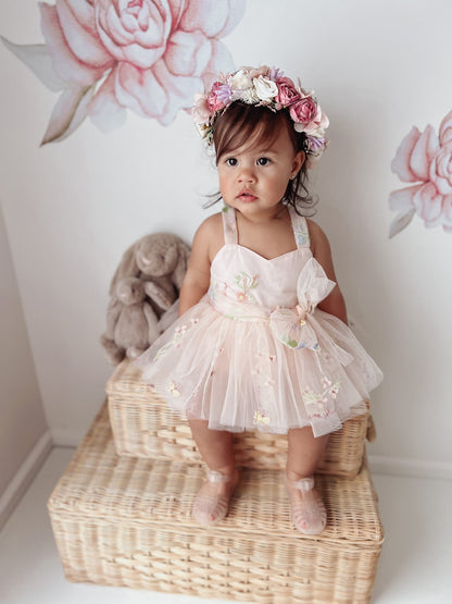 Sugar Plum Heavenly Pink Baby Girl Tulle Party Romper