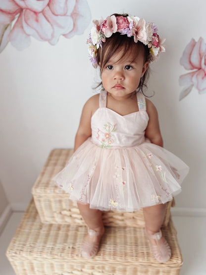 Sugar Plum Heavenly Pink Baby Girl Tulle Party Romper