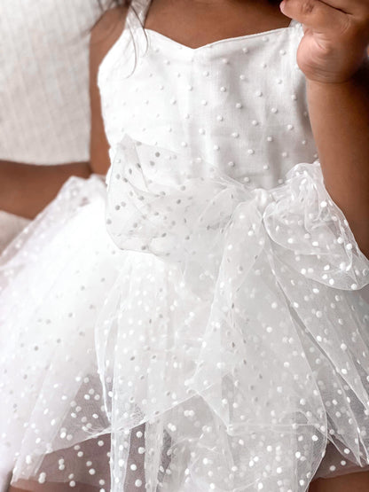White Wildflower Baby Girl Tulle Party Romper