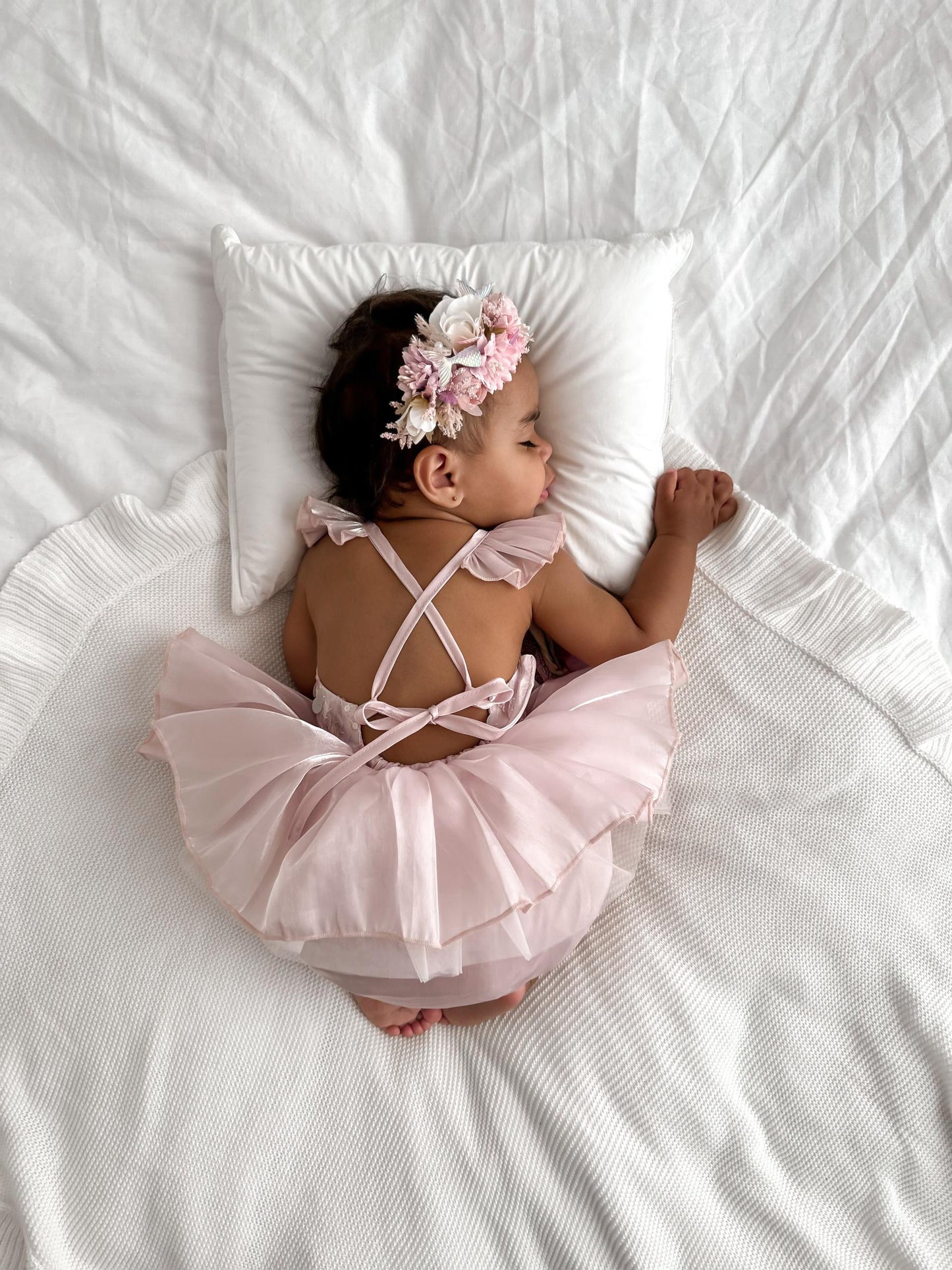Mermaid Sequin Pink Organza Baby Girl Party Romper