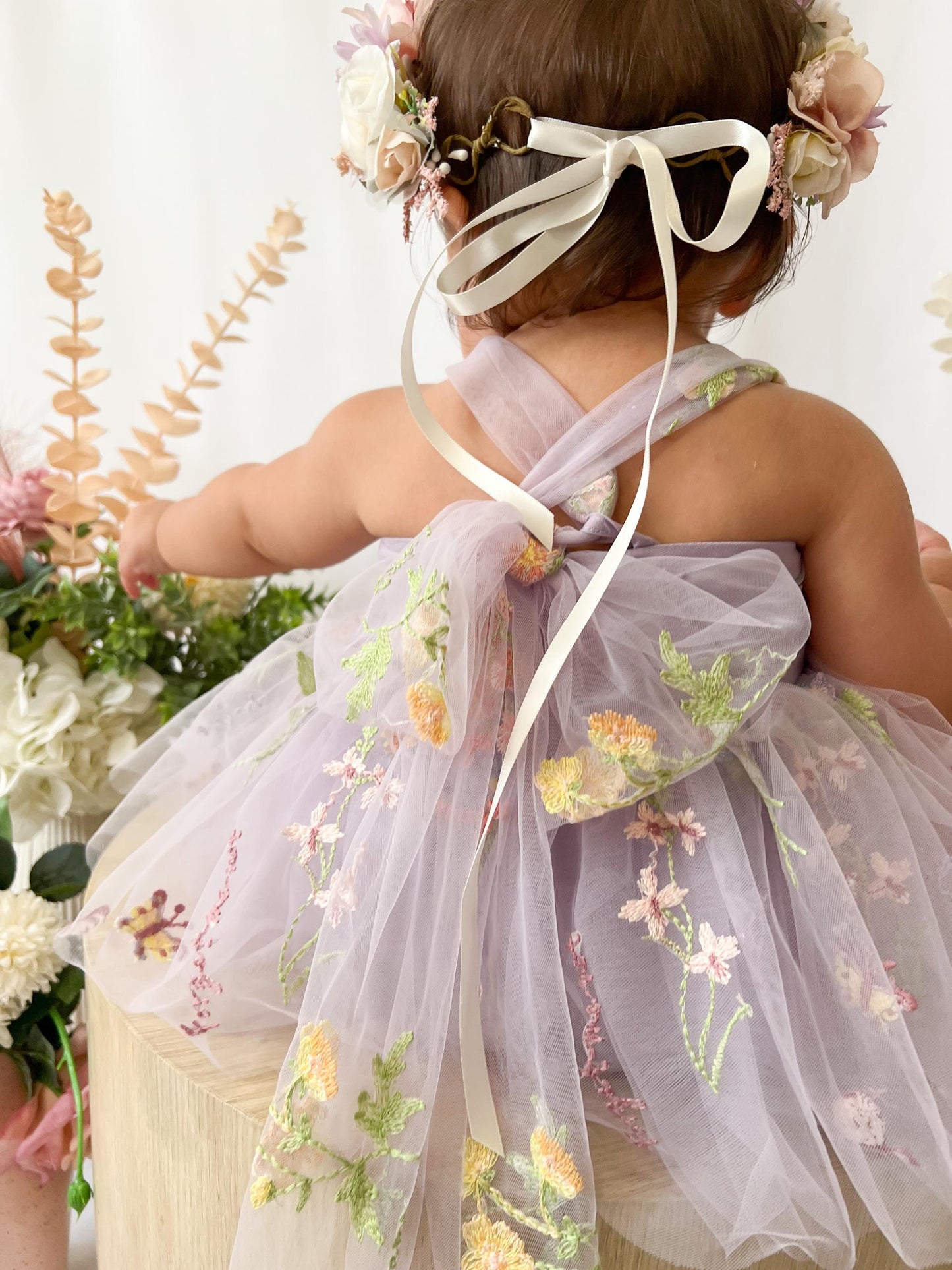 Sugar Plum Lavender Baby Girl Tulle Party Romper