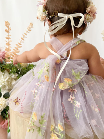 Sugar Plum Lavender Baby Girl Tulle Party Romper