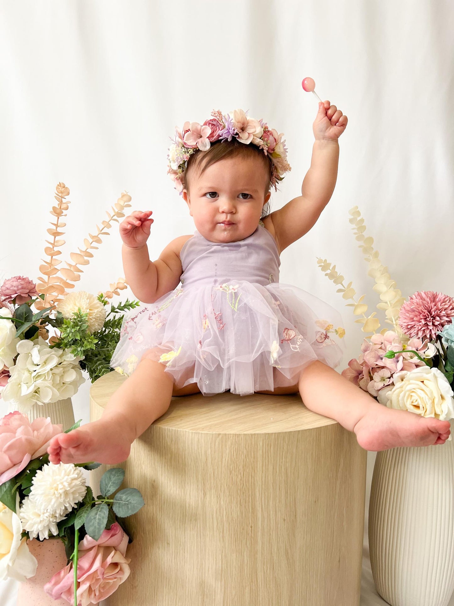 Sugar Plum Lavender Baby Girl Tulle Party Romper