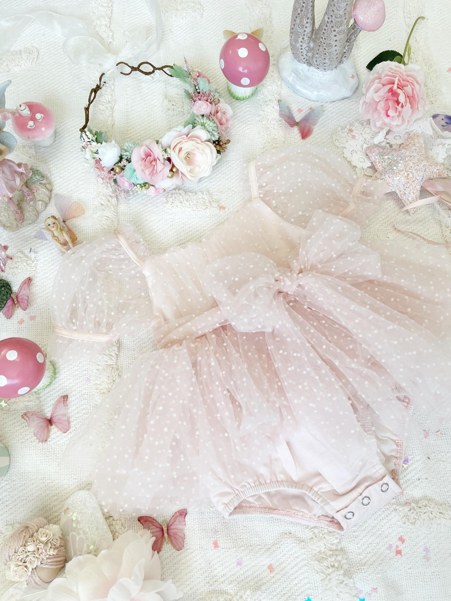 Tinkerbell Romper Pastel Pink Baby Girl Tulle Party Romper