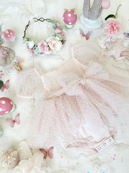 Tinkerbell Romper Pastel Pink Baby Girl Tulle Party Romper