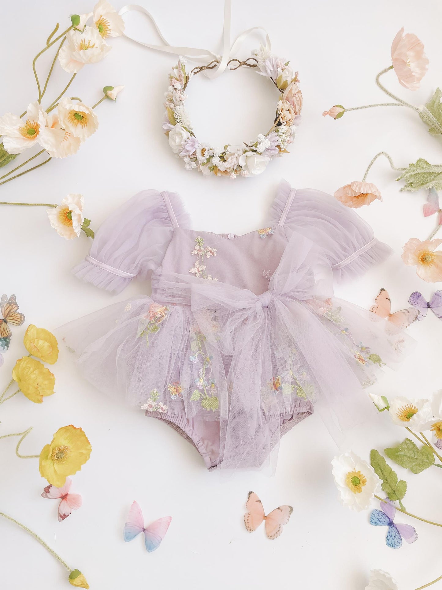 Cupcake Lavender Baby Girl Tulle Party Romper