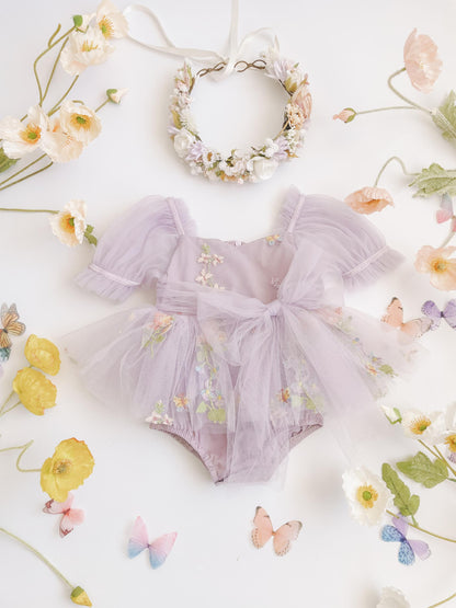 Cupcake Lavender Baby Girl Tulle Party Romper