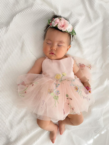 Sugar Plum Heavenly Pink Baby Girl Tulle Party Romper