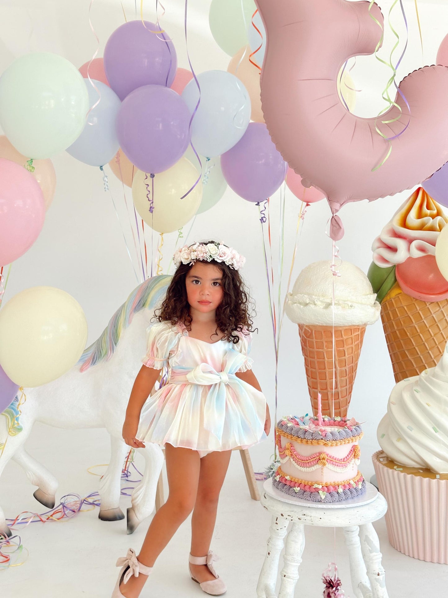 Sherbet Fairy Pastel Rainbow Organza Baby Girl Party Romper