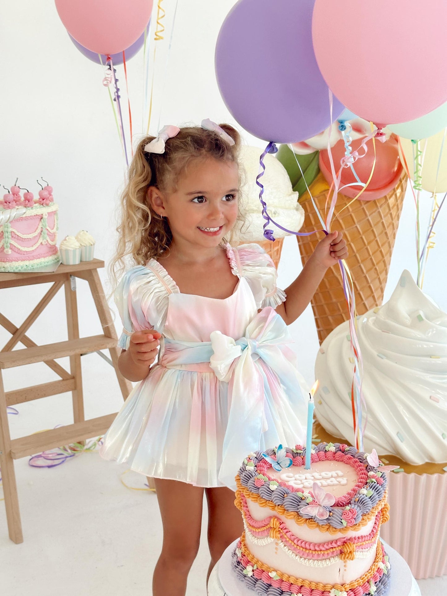 Sherbet Fairy Pastel Rainbow Organza Baby Girl Party Romper