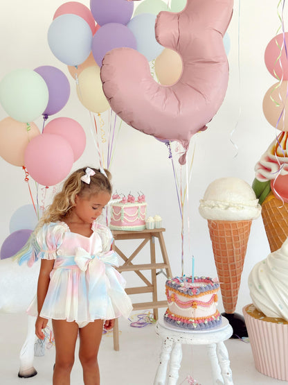 Sherbet Fairy Pastel Rainbow Organza Baby Girl Party Romper