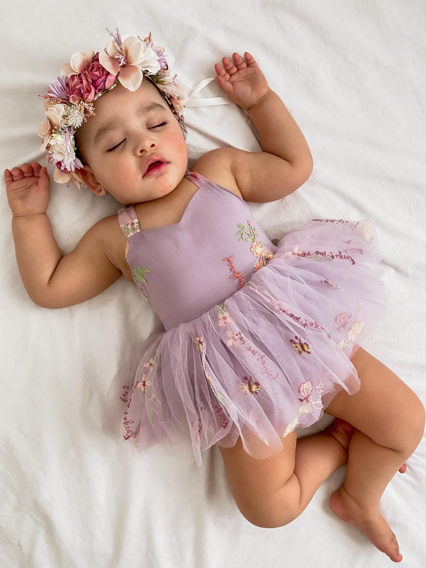 Sugar Plum Lavender Baby Girl Tulle Party Romper