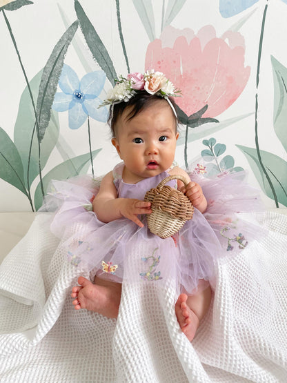 Sugar Plum Lavender Baby Girl Tulle Party Romper