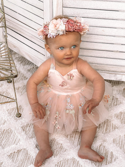 Sugar Plum Heavenly Pink Baby Girl Tulle Party Romper