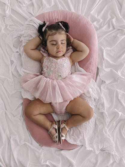 Mermaid Sequin Pink Organza Baby Girl Party Romper