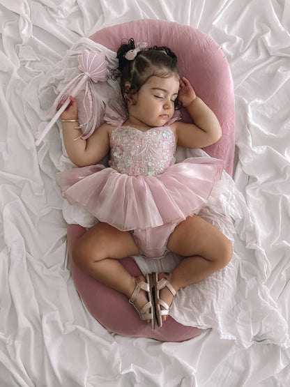 Mermaid Sequin Pink Organza Baby Girl Party Romper
