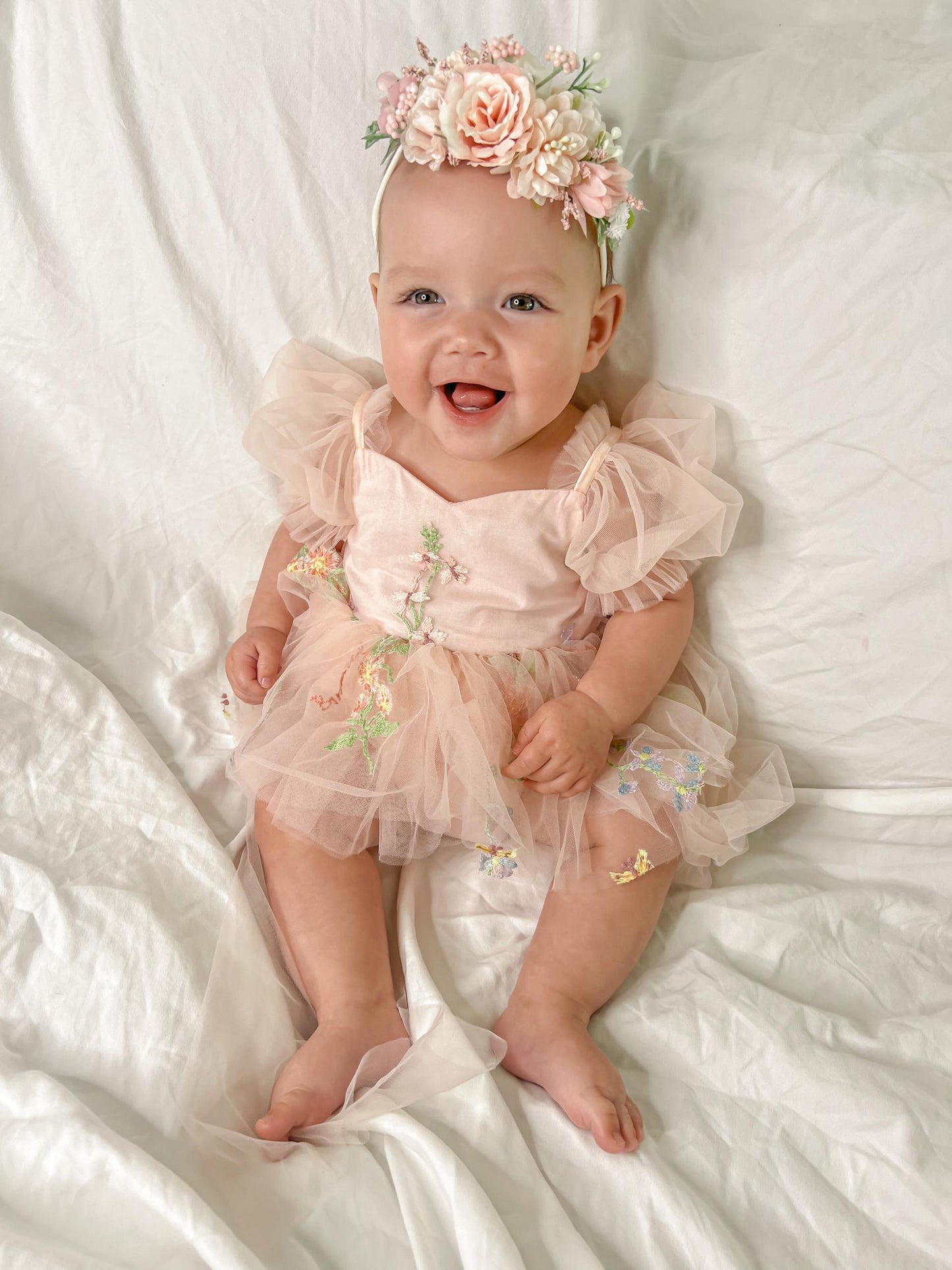 Cupcake Heavenly Pink Baby Girls Tulle Party Romper