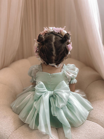 Mermaid Sequin Green Organza Baby Girl Party Romper