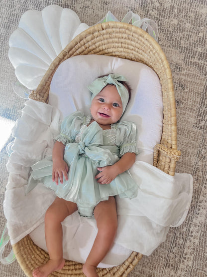 Mermaid Sequin Green Organza Baby Girl Party Romper