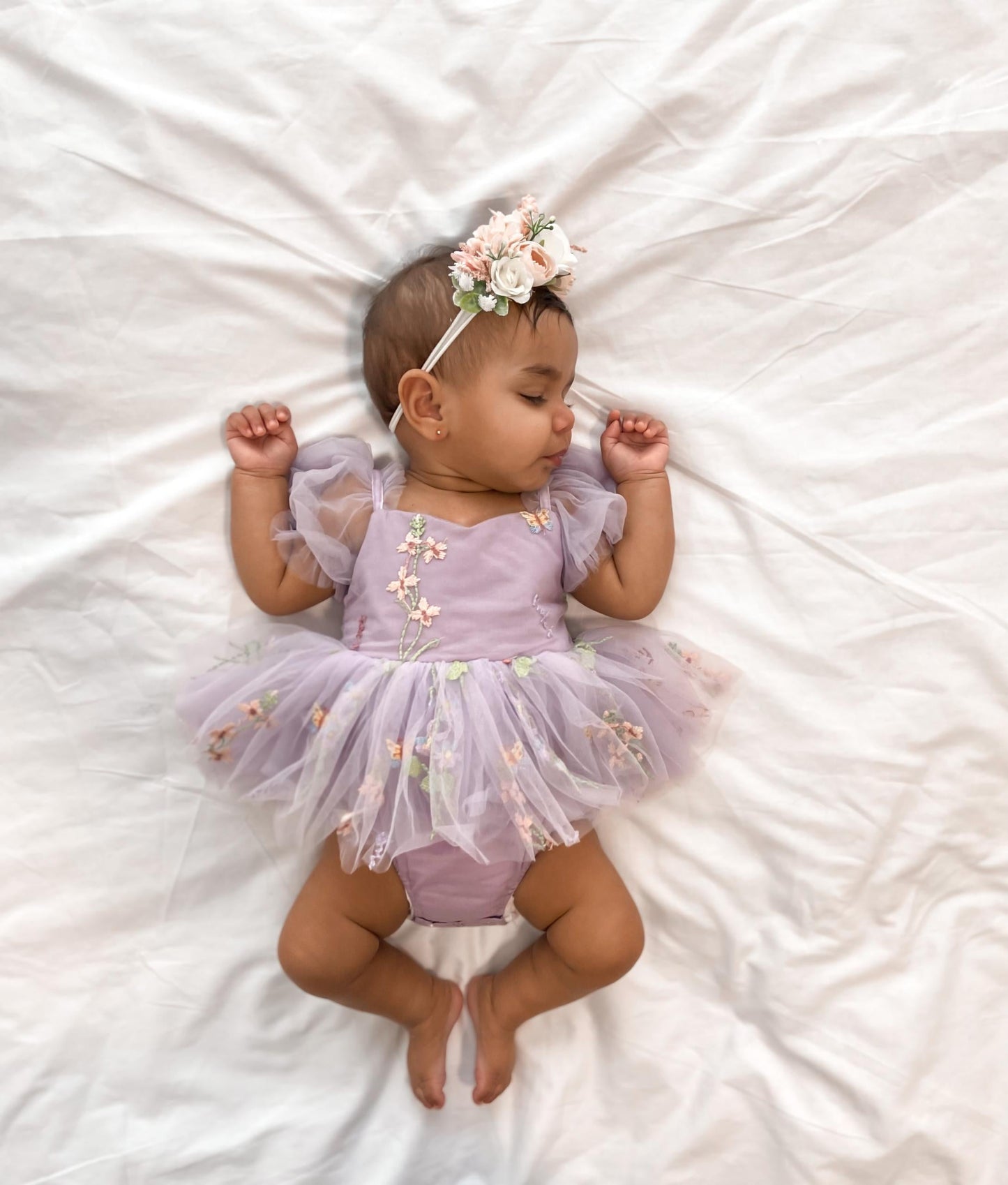 Cupcake Lavender Baby Girl Tulle Party Romper