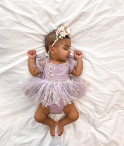 Cupcake Lavender Baby Girl Tulle Party Romper