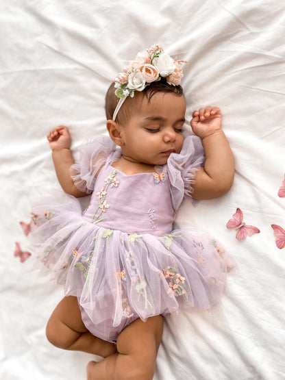 Cupcake Lavender Baby Girl Tulle Party Romper