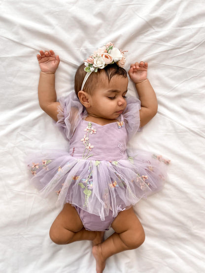 Cupcake Lavender Baby Girl Tulle Party Romper