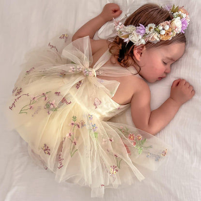 Sugar Plum Lemon Baby Girl Tulle Party Romper