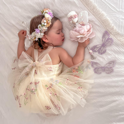 Sugar Plum Lemon Baby Girl Tulle Party Romper