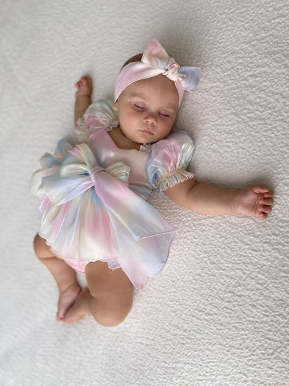 Sherbet Fairy Pastel Rainbow Organza Baby Girl Party Romper