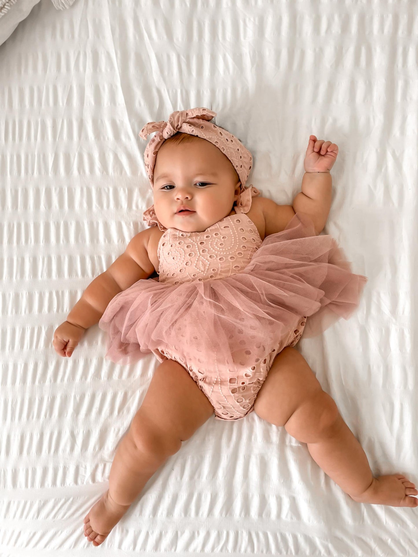 Trixie Belle Dusty Rose Pink Tutu Baby Girl Tulle Party Romper