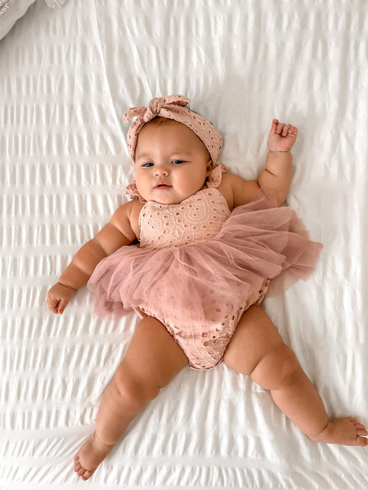 Trixie Belle Dusty Rose Pink Tutu Baby Girl Tulle Party Romper